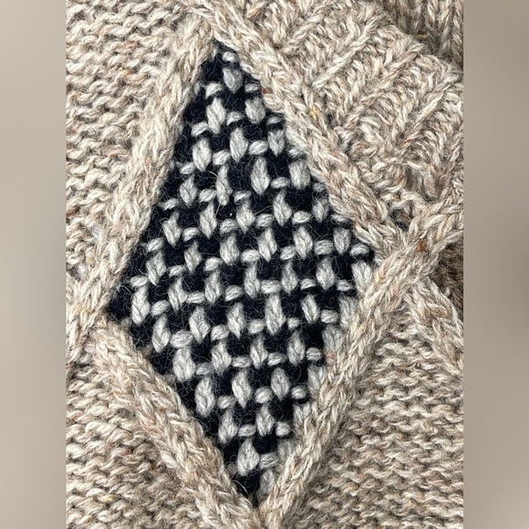 Boundary Waters Vintage 90 Streetwear Shetland Wool Diamond Knit Grandpa Sweater - Picture 6 of 8